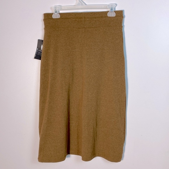 Two-Tone Color Block Brown and Cream Midi Skirt size small - Picture 6 of 10